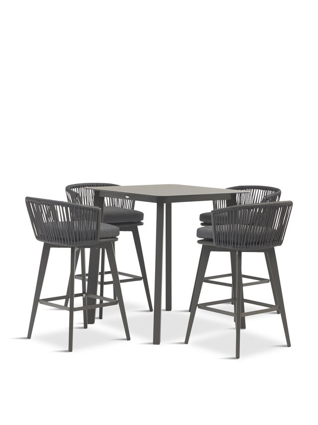Palermo Bar Set with Square Bar Table and 4 Bar Chairs