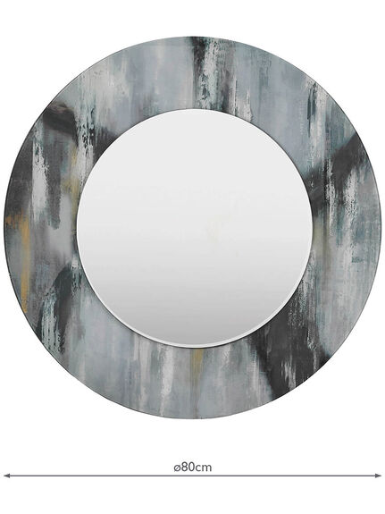 Mehera Round Grey Marble Print Mirror