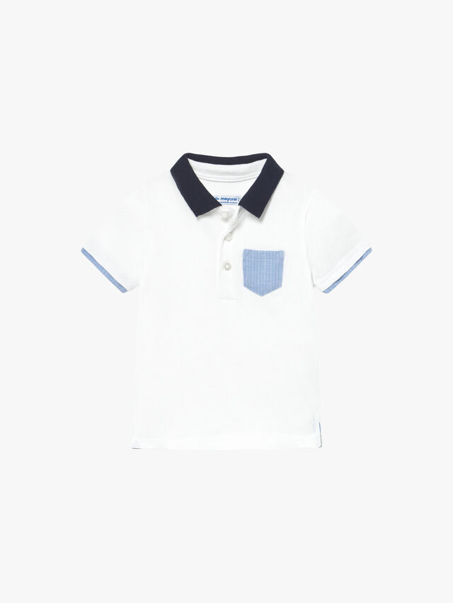 Pocket Polo Shirt with Contrast Collar
