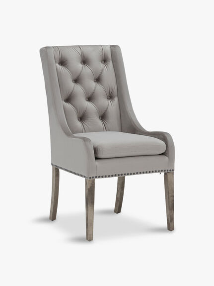 Ophelia Button Back Velvet Dining Chair, Mica Neutral