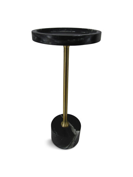 Marble Top and Base Black Table with Metal Leg