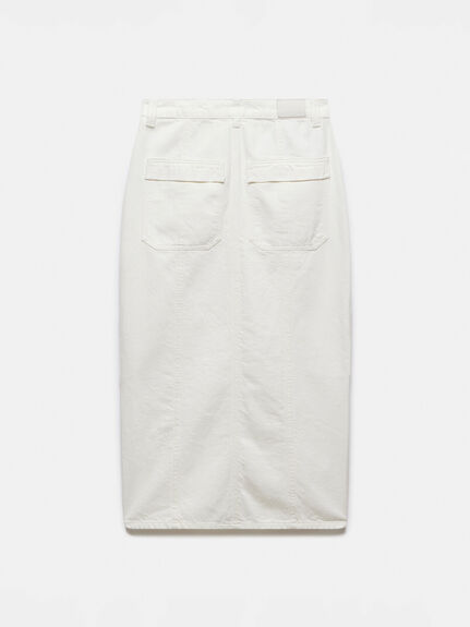 Cream Cargo Pocket Midi Skirt