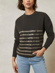 Khaki Sequin Stripe Sweatshirt