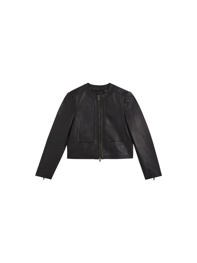 Fitted Panelled Leather Jacket