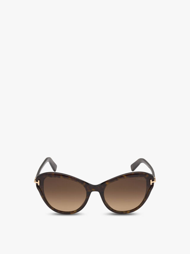 Leigh Cat Eye Acetate Sunglasses Dark Havana/Gradient Brown