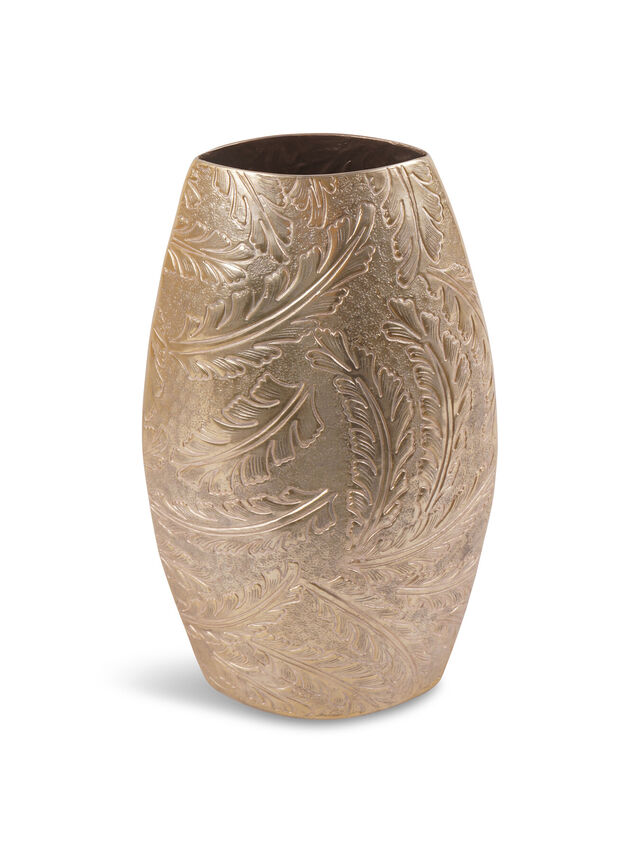 Winspear Gold Leaf Embossed Oval Barrel Vase Large