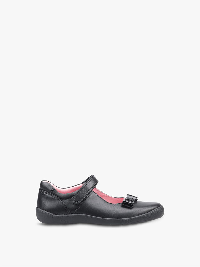 Giggle Black Leather School Shoes