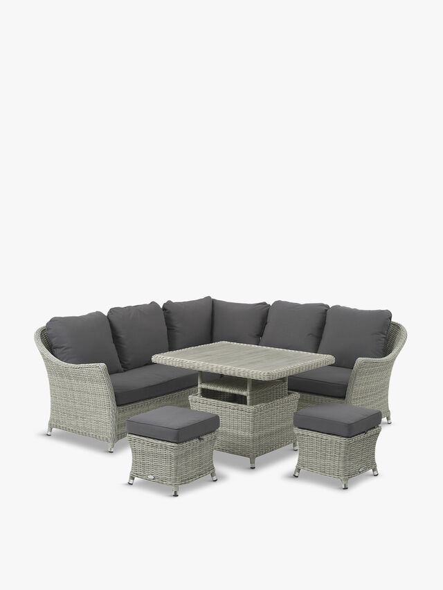 Monterey Modular Sofa with Mini Ceramic Adjustable Casual Dining Table & 2 Stools