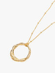 Gold Twisted Round Pendant On Bobble Chain