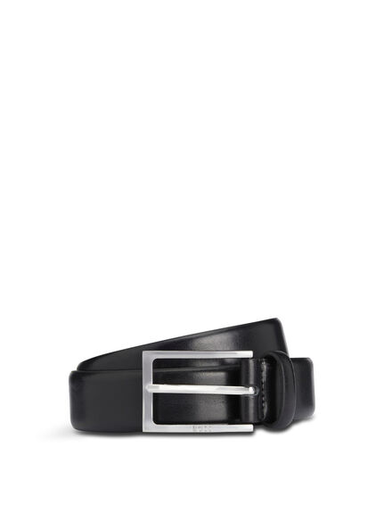 Ced Italian Leather Belt with Logo-Engraved Buckle