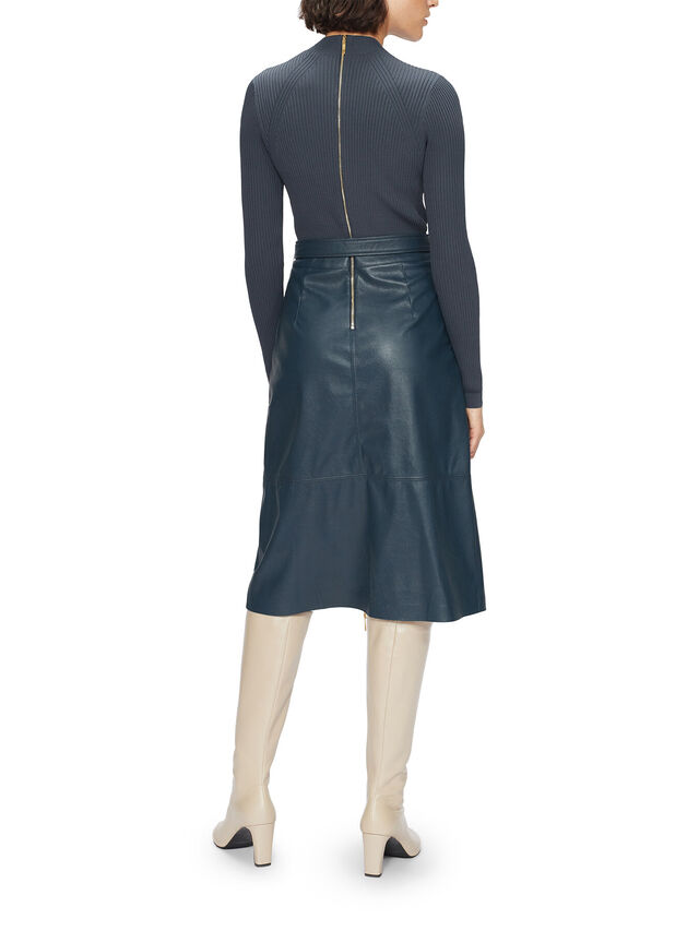 ALLTAA Knitted Bodice Dress With Pleather Skirt