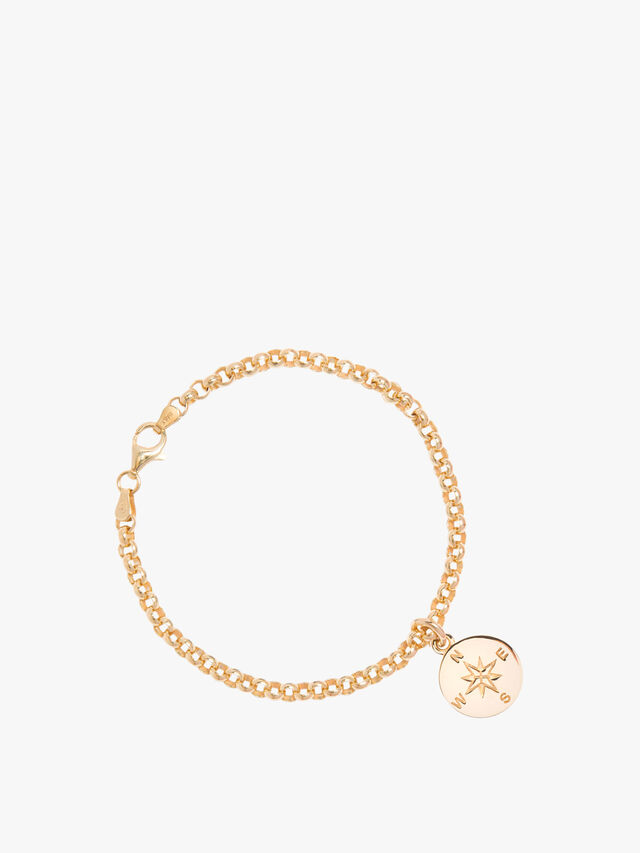 Gold Belcher Bracelet with Compass