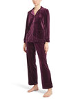 Velvet Long Sleeve Notch Collar Top Pyjama Set