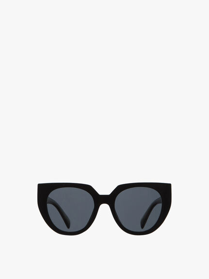 Round Cat Eye Contrast Arm Sunglasses BLACK/TALC