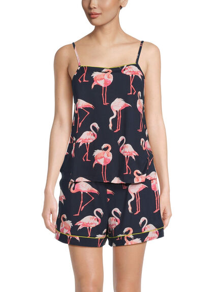 Flamingos Strappy Flared Cami Top and Short Set