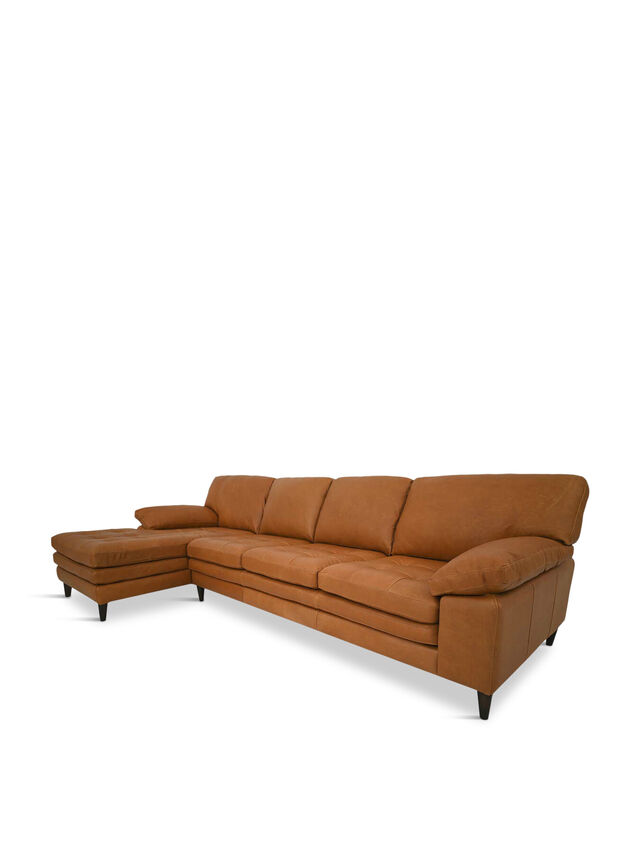 Olson Brown Leather Tufted Corner Sofa With Chaise