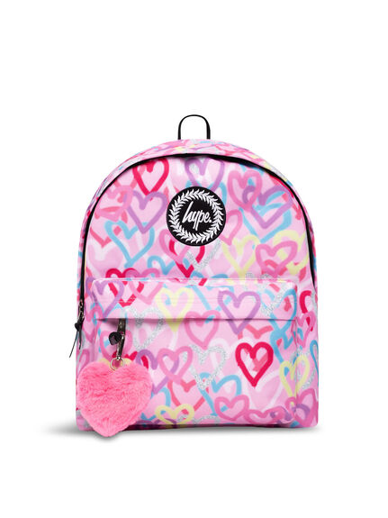 Pink Graffiti Hearts Backpack