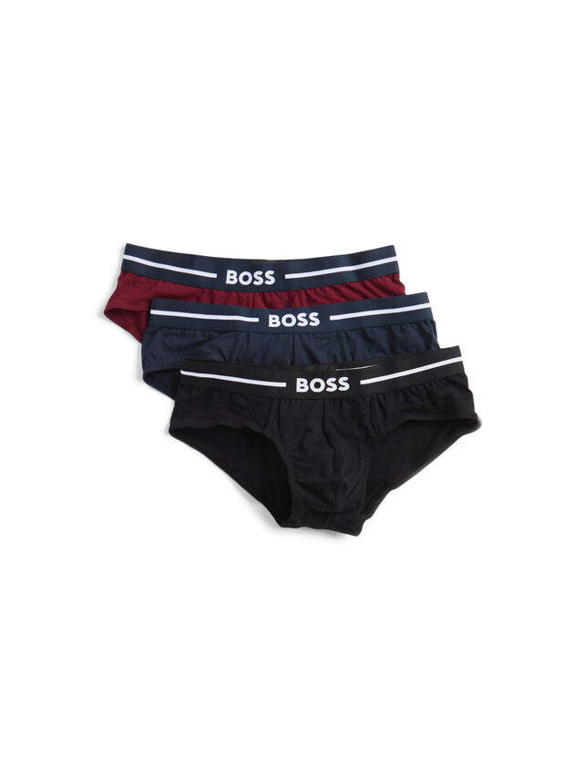 Three Pack Of Stretch Cotton Briefs With Logo Waistband