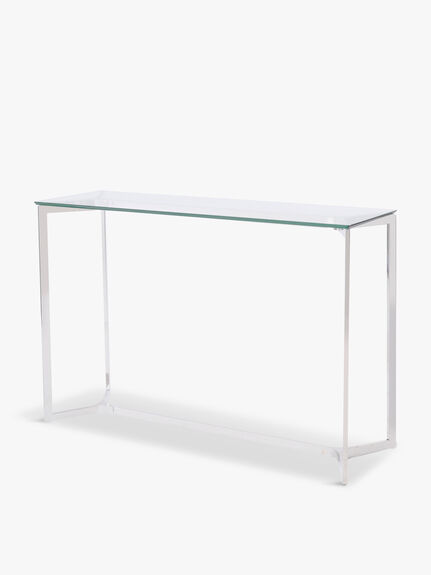 Linton Stainless Steel And Glass Console Table