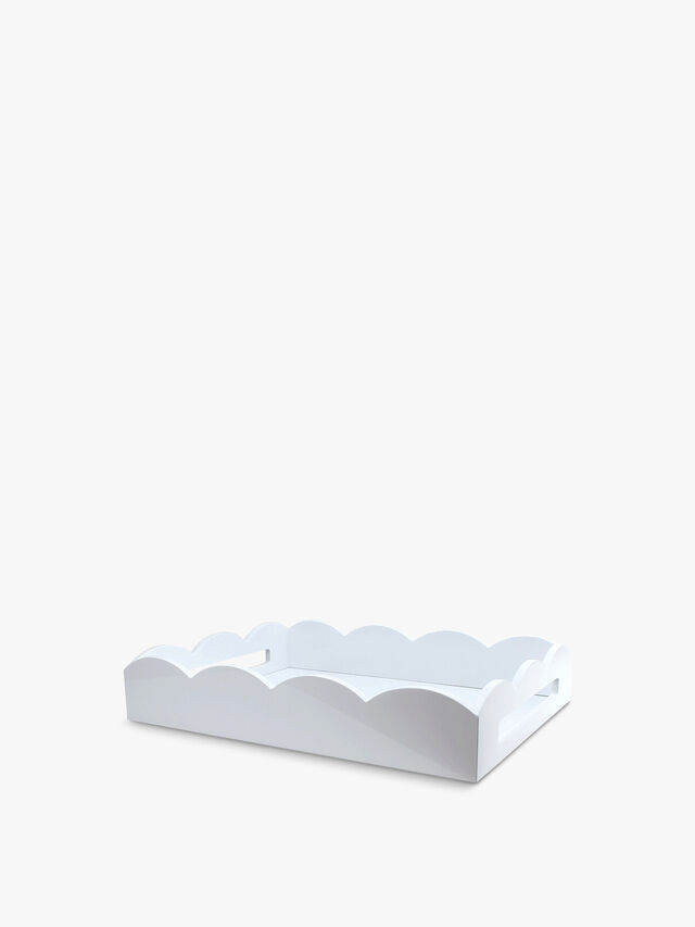 Medium White Lacquered Scallop Square Tray