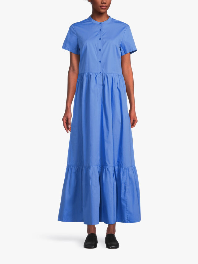 Short Sleeve Tiered Cotton Maxi Dress