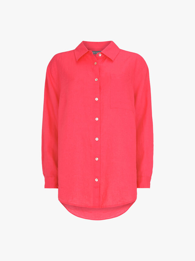 Pink Linen Long Sleeve Shirt