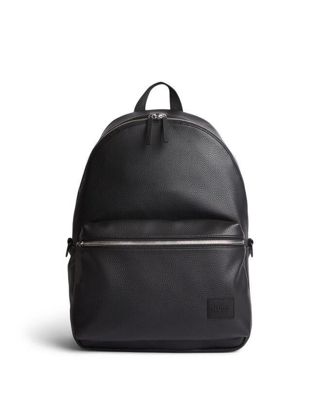 Logo-Patch Backpack In Grained Faux Leather