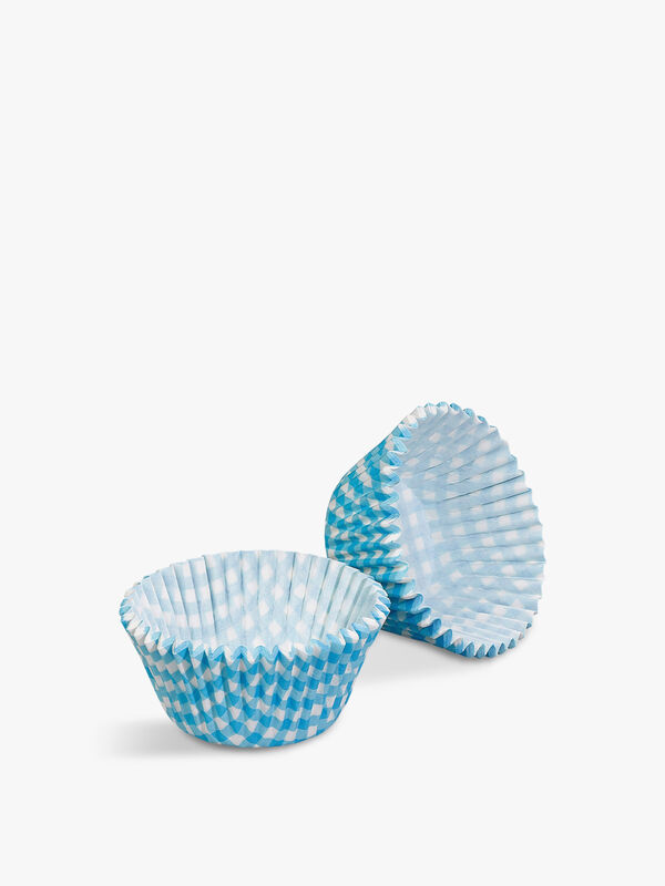 Blue Gingham Cupcake Cases 32 Pieces