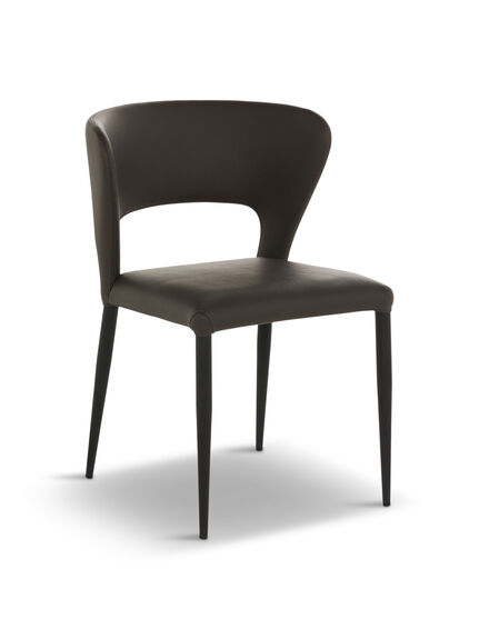 Rin Dark Grey Faux Leather Open Back Dining Chair