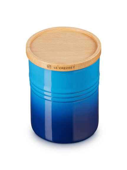 Stoneware Medium Storage Jar with Wooden Lid