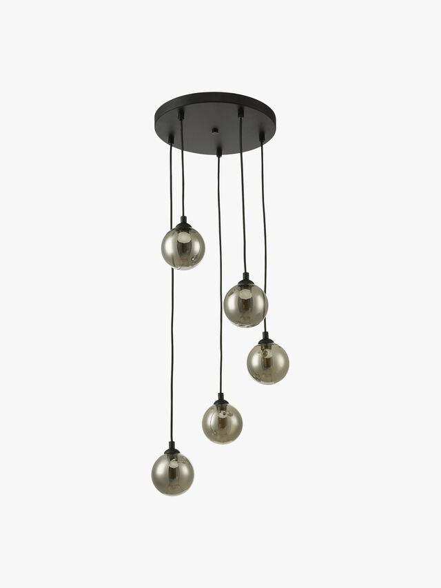 Federico 5 Light Cluster Pendant - Smoked Glass