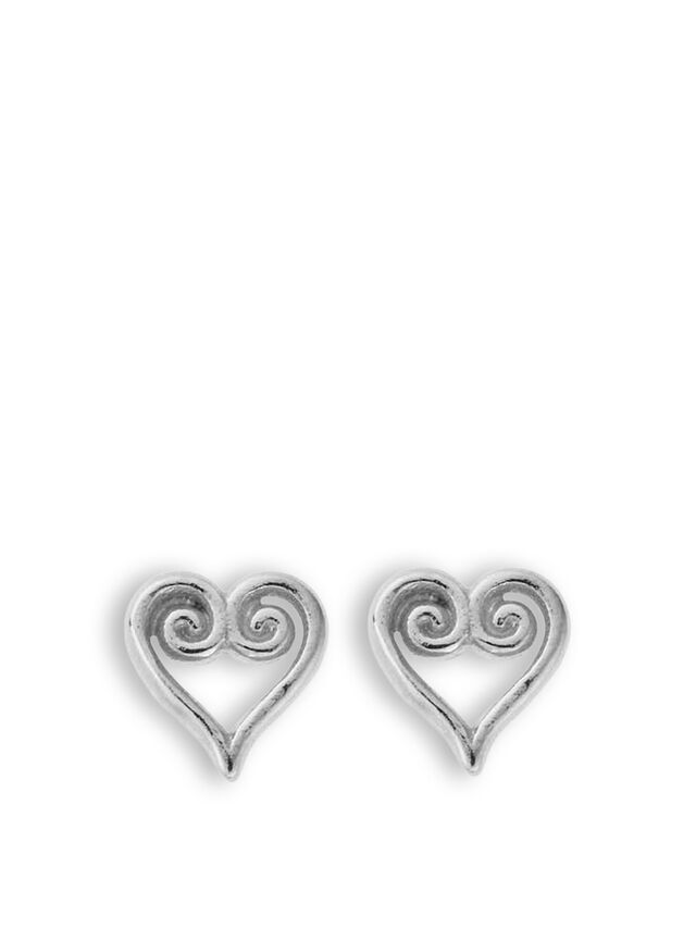 Scroll Heart Stud Earrings