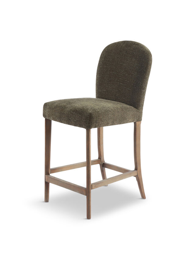 Maurice Green Boucle Counter Stool With Brass Studs