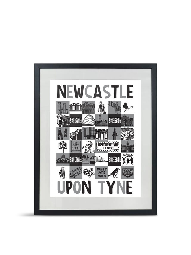 Newcastle Grey Square A3 Print With Frame