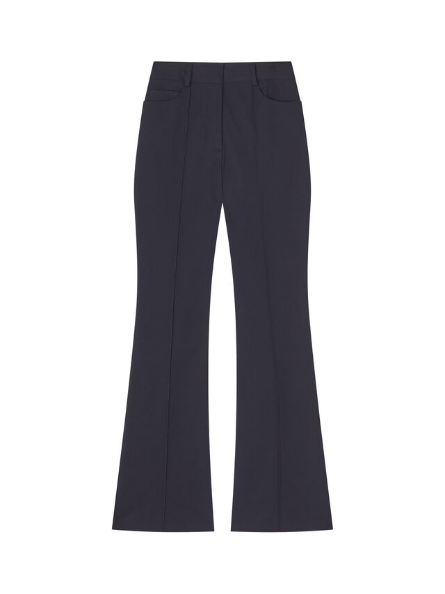 Susie Navy Cotton-Blend  Flared Trousers