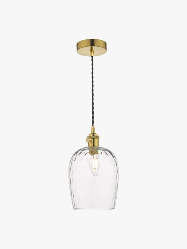 Hadano Pendant -  Natural Brass with Dimpled Glass Shade