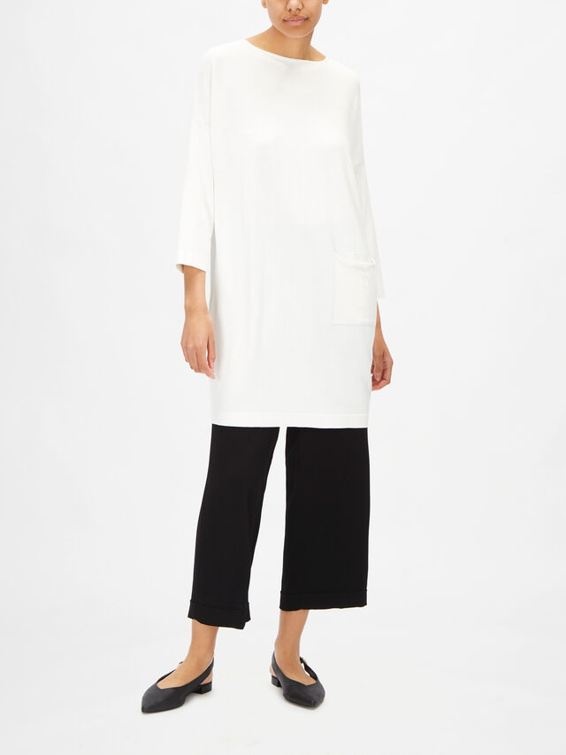 Long Sleeve Viscose Tunic with Side Patch Pocket
