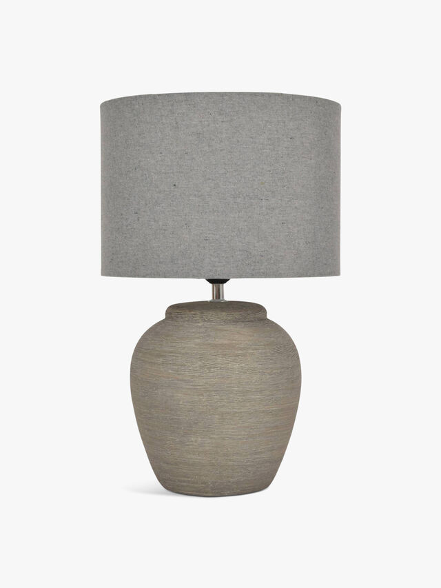 Baslow Etched Grey Large Ceramic Lamp with Shade