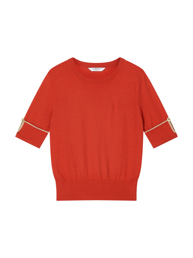 Bea Red Short Sleeve Knitted Top