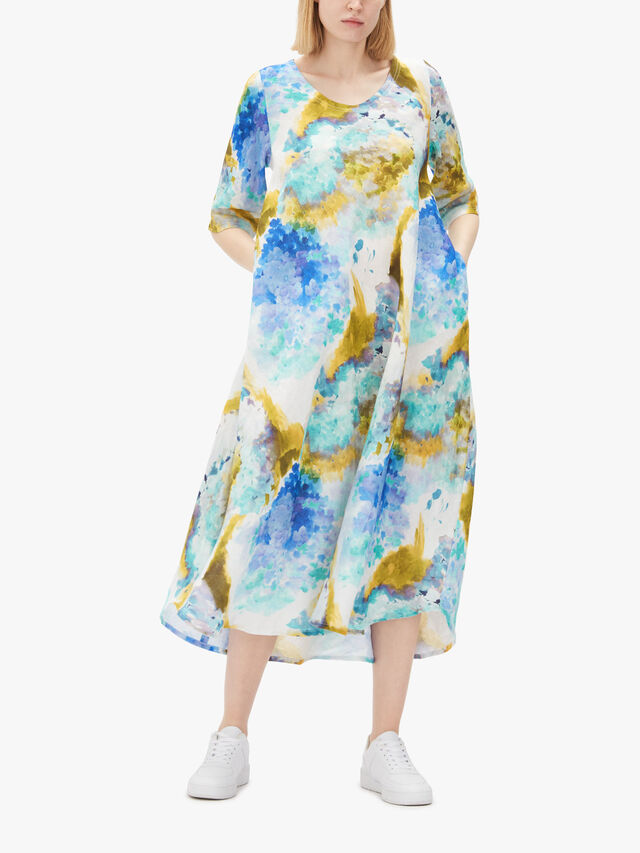 Zodia Print Linen Half Sleeve Dress
