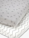 2 Cotbed Fitted Sheets Grey