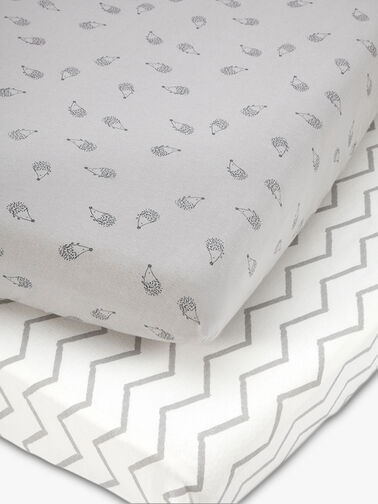 2 Cotbed Fitted Sheets Grey