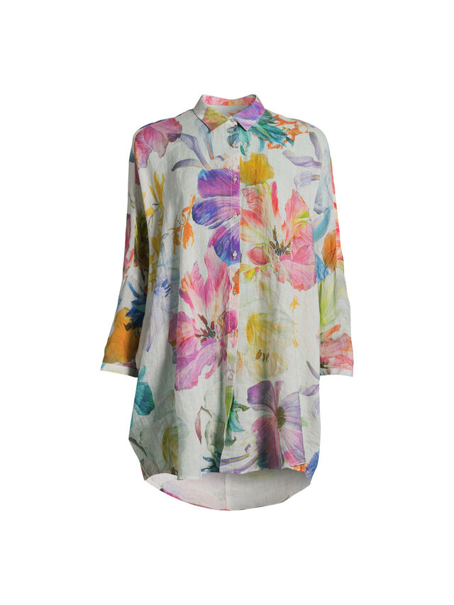 3/4 Sleeve Flower Shirt