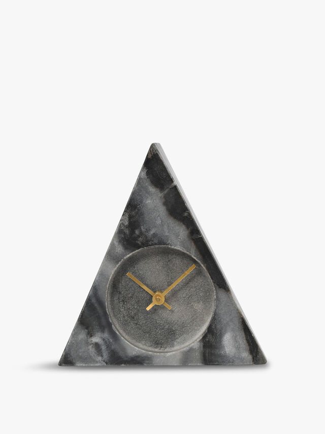 Grey Marble Triangular Mantel Clock