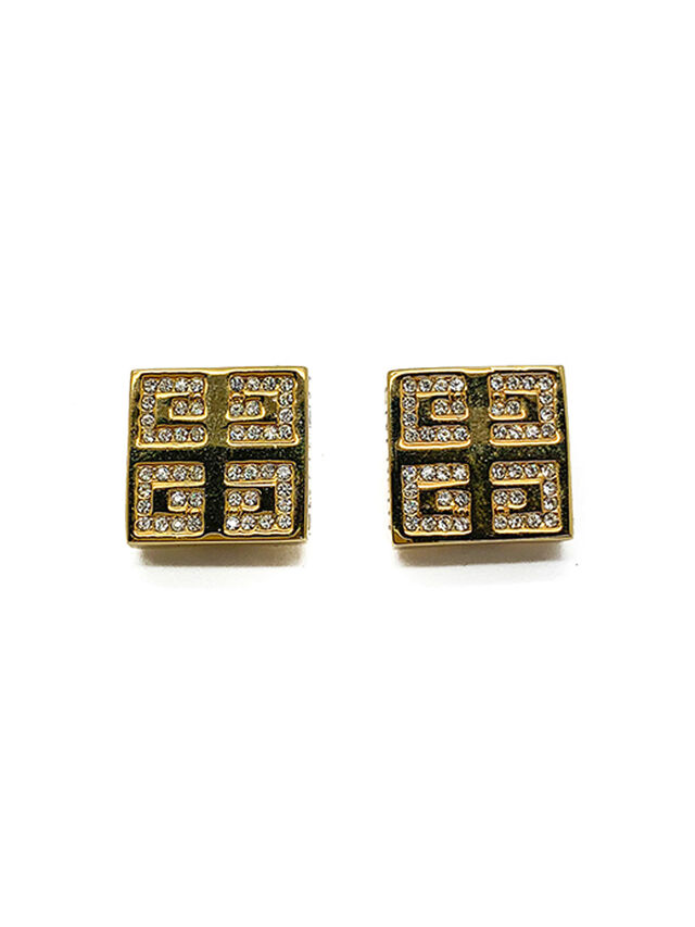 Vintage Givenchy 4G Crystal Logo Earrings