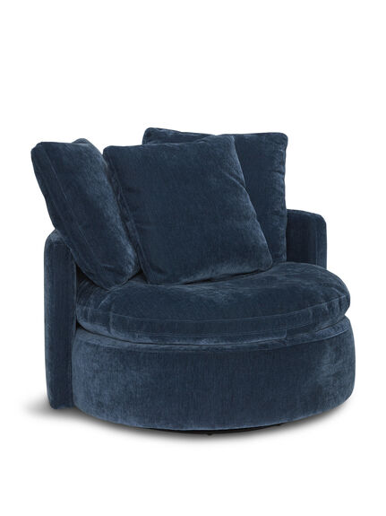 Piana Fabric Swivel Chair, Blue