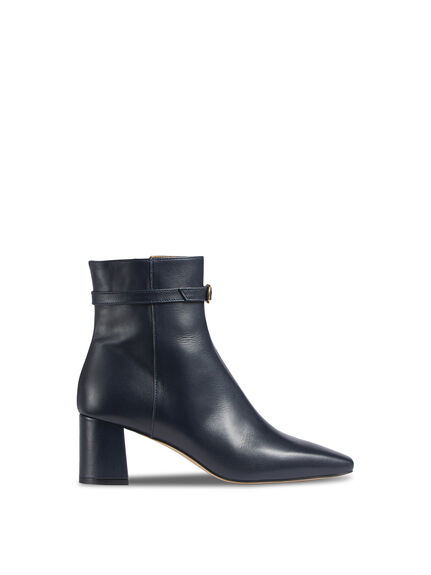 Natalia Navy Leather Ankle Boots