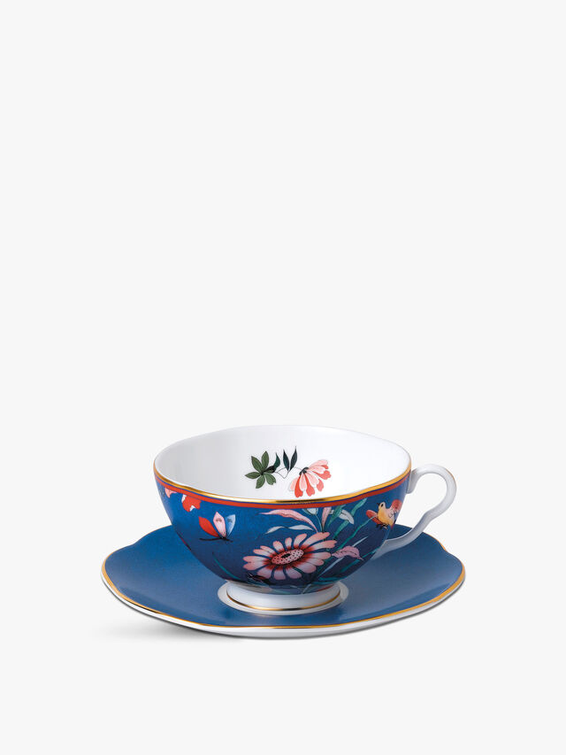 Paeonia Blush Teacup & Saucer Blue