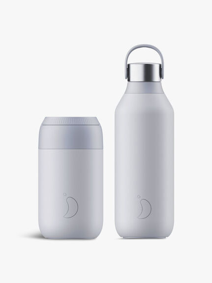Chilly's Bottles Series 2 Frost Blue Water Bottle and Coffee Cup