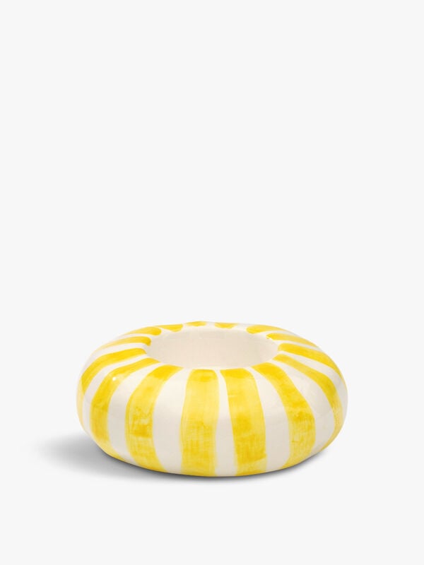 Yellow Candy Stripe Tea Light Holder